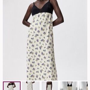 Zara Cream Floral Chemise with Black Lace